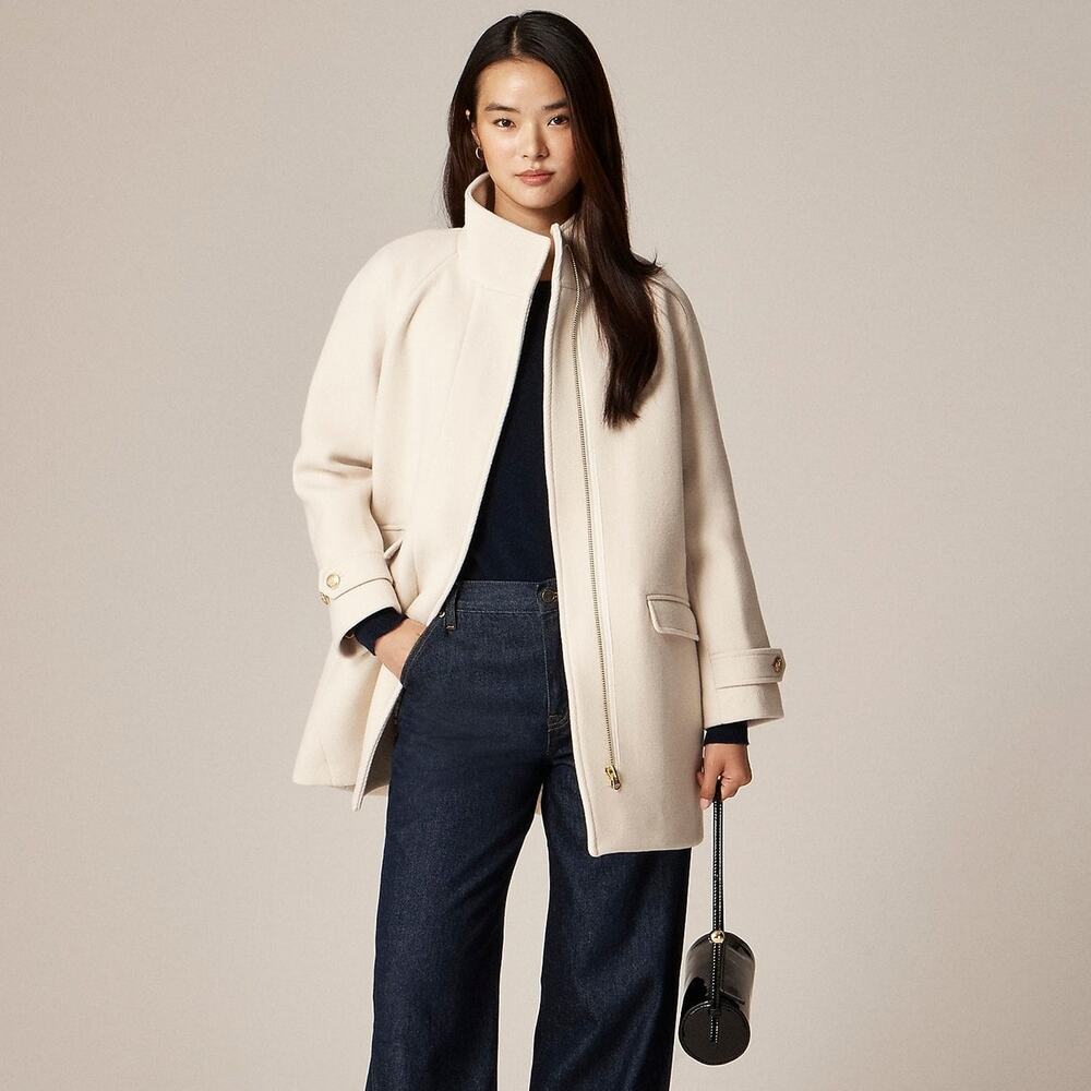 J. Crew Women's Toscana Coat in Italian Stadium-Cloth Wool Blend Natural 16 NWT